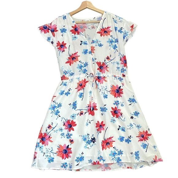 Gap Floral White Lightweight Midi Shortsleeved Sundress - Picture 7 of 9